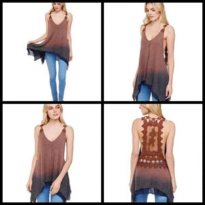 Crochet Brown and Black Sleeveless women Top